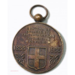 Médaille centenaire de la Sté Philantropique SAVOISIENNE de PARIS 1833-1933