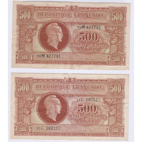 BILLET DU TRESOR, 500 FRANCS MARIANNE 1945 Série M, , SUP - Suffren  Numismatique