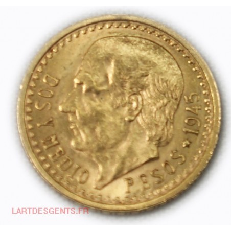 Mexique - 2,5 Pesos or/gold 1945, lartdesgents.fr