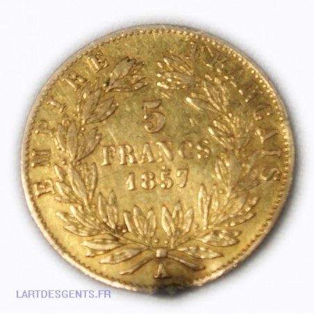 Napoléon III, 5 Francs or 1857 A Paris (soudure),  lartdesgents.fr Avignon