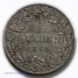 Allemagne - BAYERN 1/2 Gulden 1865, BAVIERE 1/2 FLORIN 1865