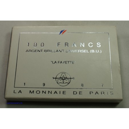 Coffret BU 100 Francs 1987 LA FAYETTE, lartdesgents.fr