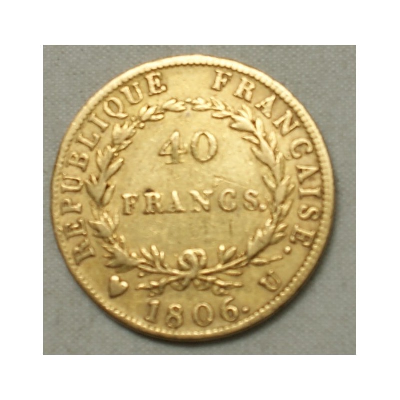 NAPOLEON Ier - 40 Francs or 1806 U TURIN TTB, lartdesgents.fr
