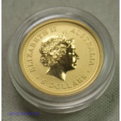 Australie - 5 dollars 2007 gold 999/9 1/20 once, Année du cochon, lartdesgents.fr