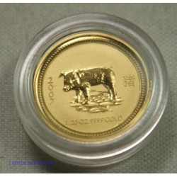 Australie - 5 dollars 2007 gold 999/9 1/20 once, Année du cochon, lartdesgents.fr
