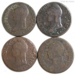 lot de 5 centimes DUPRE an  5 A, AA, BB, I, D, R, W et rare An 6BB