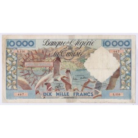 BILLET Algérie Tunisie 10000 Francs 15-02-1956 L'art des gents Numismatique Avignon