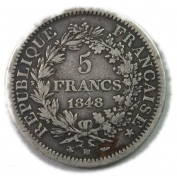 II° République HERCULE, 5 Francs 1848 BB, lartdesgents.fr