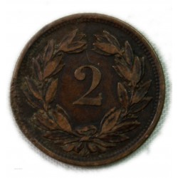 Suisse - 2 rappen (2 centimes) 1866 jolie monnaie, lartdesgents