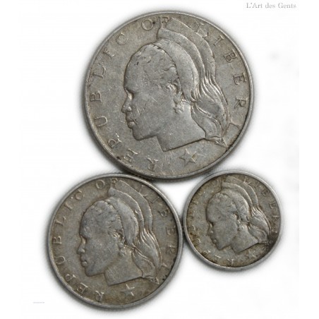 AFRIQUE LIBERIA, Lot de 50 et 25 cents 1960 et 10 cents 1961