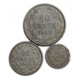 AFRIQUE LIBERIA, Lot de 50 et 25 cents 1960 et 10 cents 1961