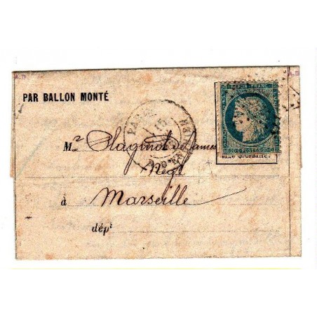 Siège de Paris: Ballon monté Parmentier 15 décembre 1870