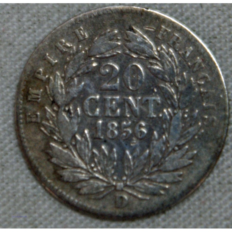 FRANCE NAPOLEON III- 20 Centimes  1856 D Lyon TB cote 90€