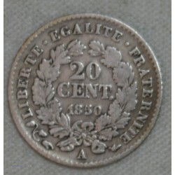 FRANCE - 20 Centimes 1850 A (oreille haute) TB cote 18€