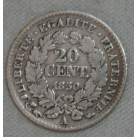 FRANCE - 20 Centimes 1850 A (oreille haute) TB cote 18€