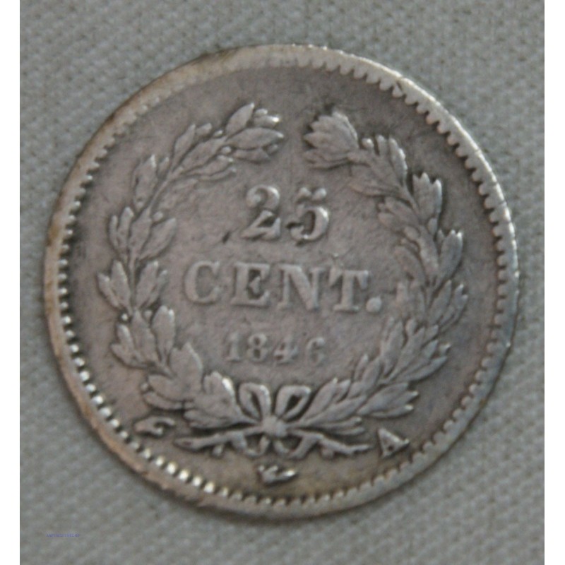 FRANCE LOUIS PHILIPPE Ier 25 centimes 1846 A Paris