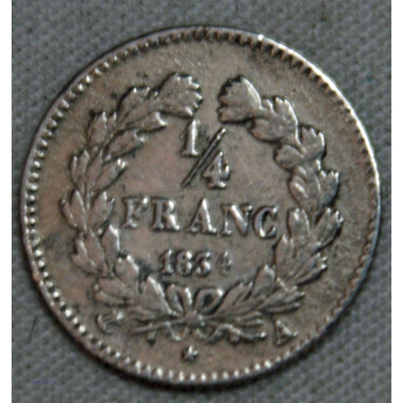 FRANCE LOUIS PHILIPPE Ier 1/4 franc 1834 A Paris (2), lartdesgents.fr