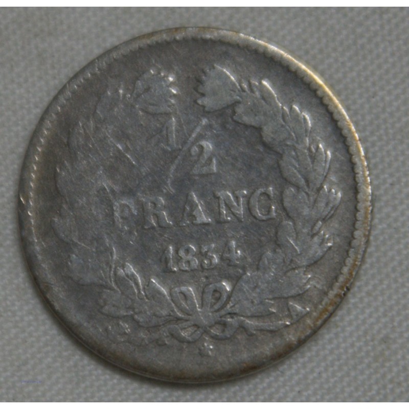 FRANCE Louis Philippe Ier 1/2 Franc 1834 A Paris, lartdesgents
