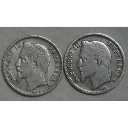 Napoléon III lot de 1 Franc 1866 A & 1868 A lartdesgents.fr