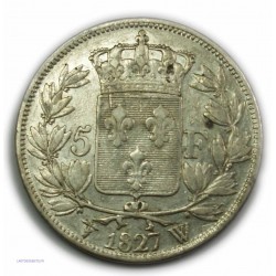 CHARLES X 5 Francs 1827 W LILLE,TTB, lartdesgents.fr