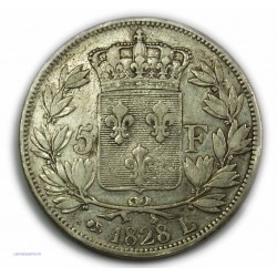 CHARLES X 5 Francs 1828 L Bayonne,TB+, lartdesgents.fr