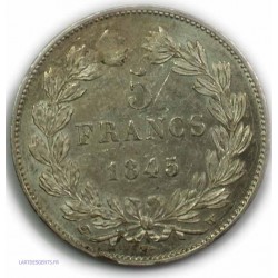ECU 5 Francs LOUIS PHILIPPE Ier, 1845 W LILLE, P/SUPERBE
