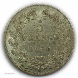 ECU 5 Francs LOUIS PHILIPPE Ier, 1845 BB Strasbourg, TTB+