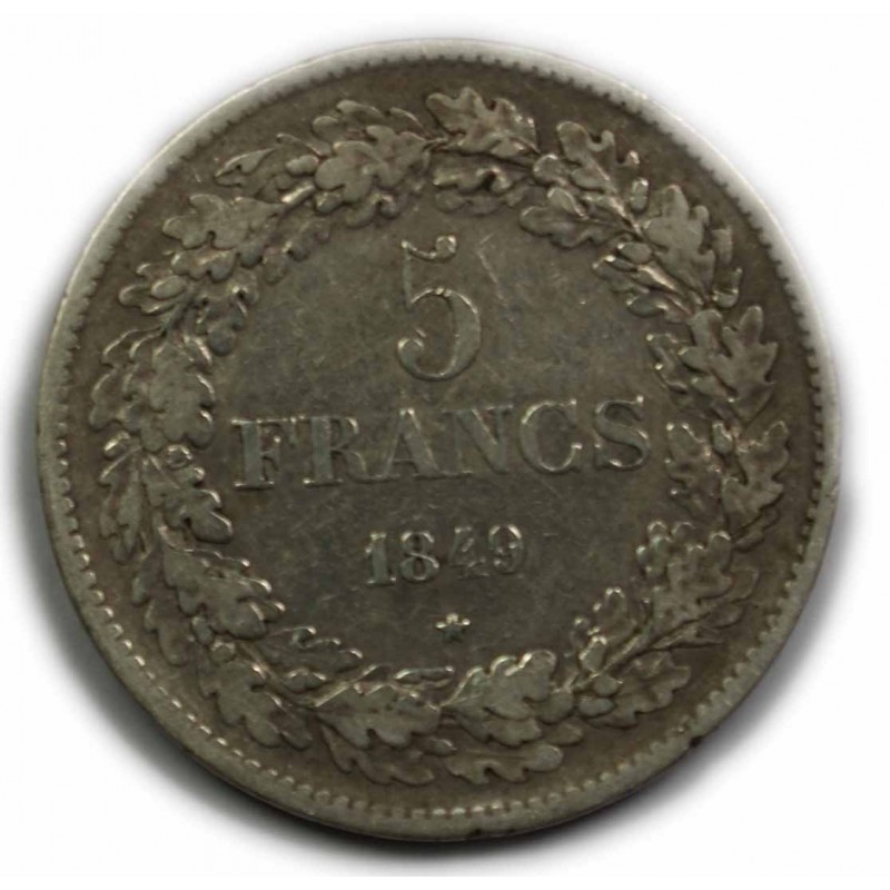 BELGIQUE - LEOPOLD Ier 5 Francs 1849, lartdesgents.fr