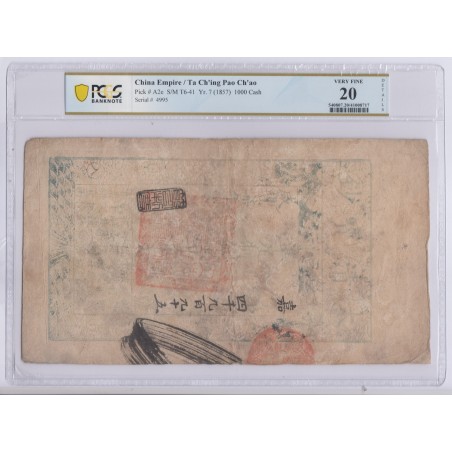 CHINA EMPIRE / Ta  Ch'ing Pao Ch'ao 1000 Cash (1857) Pick A2e PCGS