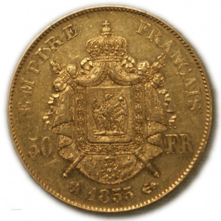 50 Francs  NAPOLEON III 1855 A PARIS, SUPERBE