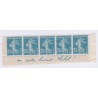 Bande publicitaire 5 timbres 25 c  bleu biscuit olibet cote 530 Euros l'art des gents