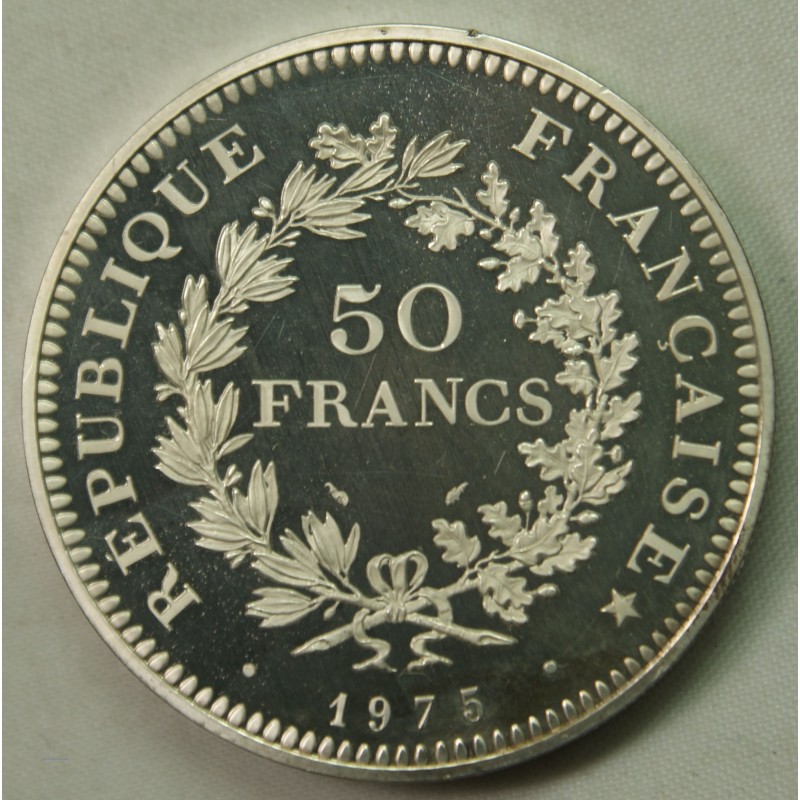 Piéfort  - 50 Francs Hercule 1975 SUP/FDC, lartdesgents.fr