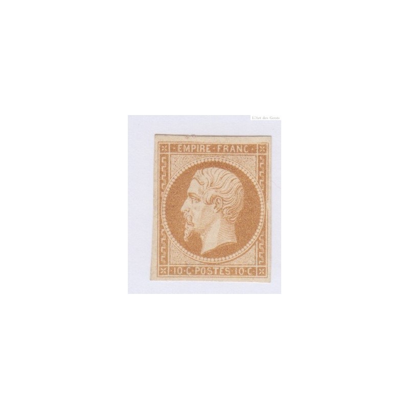 Timbre N°13A,  10 c. Bistre signé neuf**, cote 900 Euros l'art des gents