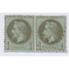 Bande de 2 Timbres n°25, 1 c. vert bronze 1870 oblitérée 60 Euros lartdesgents