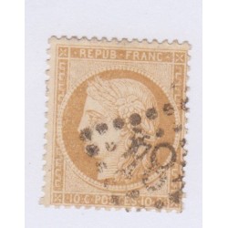 Timbre N°36, 10 c. bistre-jaune, octobre 1870 oblitéré signé cote 110 euros lartdesgents.fr
