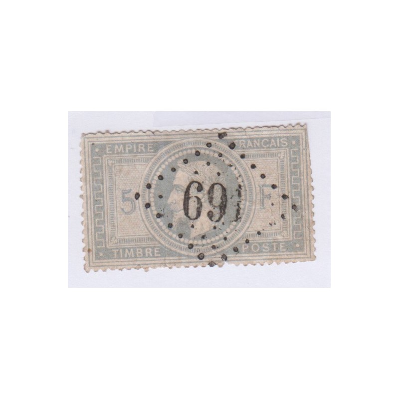 N°33, 5F violet-gris, nov 1869 oblitéré cote 1150 euros lartdesgents.fr