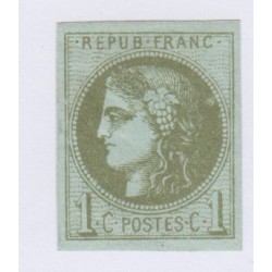 Timbre France n°39C , 1c. olive,  déc.1870 Neuf signé cote +200€ VARIANTE lartdesgents
