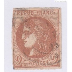 Timbre n°40B , 2c. brun-rouge, 18 déc 1870 Oblitéré signé Calves  cote 330 Euros lartdesgents