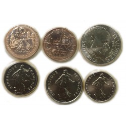 FDC 1985 1,2,5,10+10A,100 Francs sous blister, lartdesgents