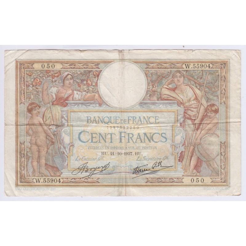 Luc Olivier Merson - 100 Francs 21 oct 1937 TB, lartdesgents