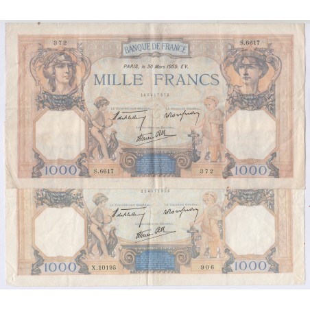 CERES & MERCURE- 1000 Francs 4 Billets TTB (2), lartdesgents