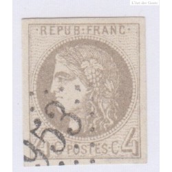 N°41B , 4c. gris report 2, déc 1870 Oblitéré signé cote 350 Euros lartdesgents.fr