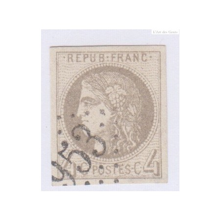 N°41B , 4c. gris report 2, déc 1870 Oblitéré signé cote 350 Euros lartdesgents.fr N°41B , 4c. gris report 2, déc 1870 Oblitéré signé cote 350 Euros lartdesgents.fr