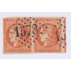 Paire Timbres N°48c, 40 c. rouge-orange, déc 1870, oblitérés signés calvès  cote 550 Euros  lartdesgents.fr