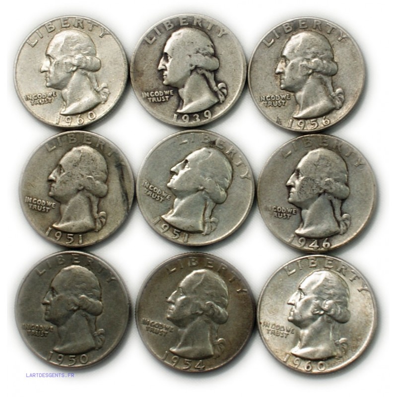 USA - Quarter Dollar Washington 1939-1960 voir photos, lartdesgents.fr