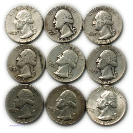 USA - Quarter Dollar Washington 1939-1960 voir photos, lartdesgents.fr