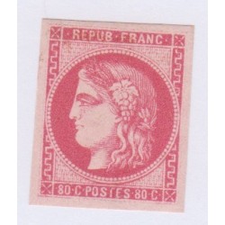 N°49b, 80 c. rose vif, déc 1870, Neuf* signé cote 1000 Euros  lartdesgents.fr