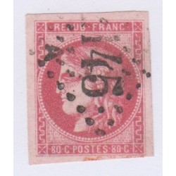 N°49, 80 c. rose, déc 1870, oblitéré signé cote 350 Euros  lartdesgents.fr