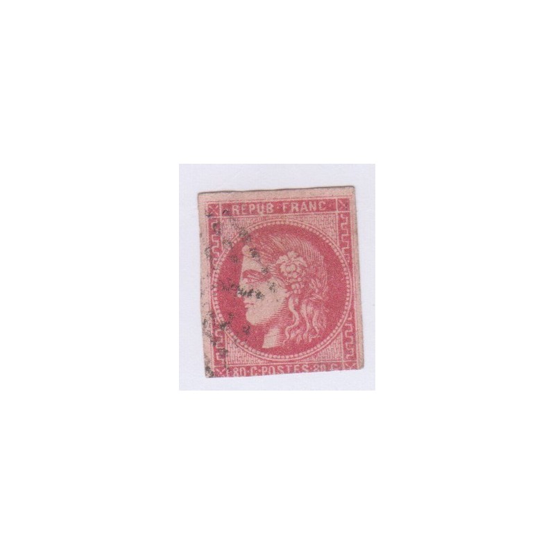 N°49c, 80 c. rose carminé, déc 1870, oblitéré signé cote 550 Euros  lartdesgents.fr