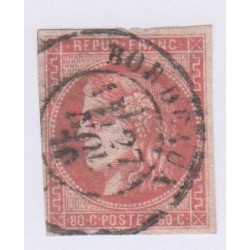 N°49d, 80 c. groseille, déc 1870, oblitéré cote 1320 Euros  lartdesgents.fr